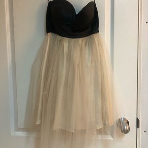 Strapless corset and nude tulle dress
